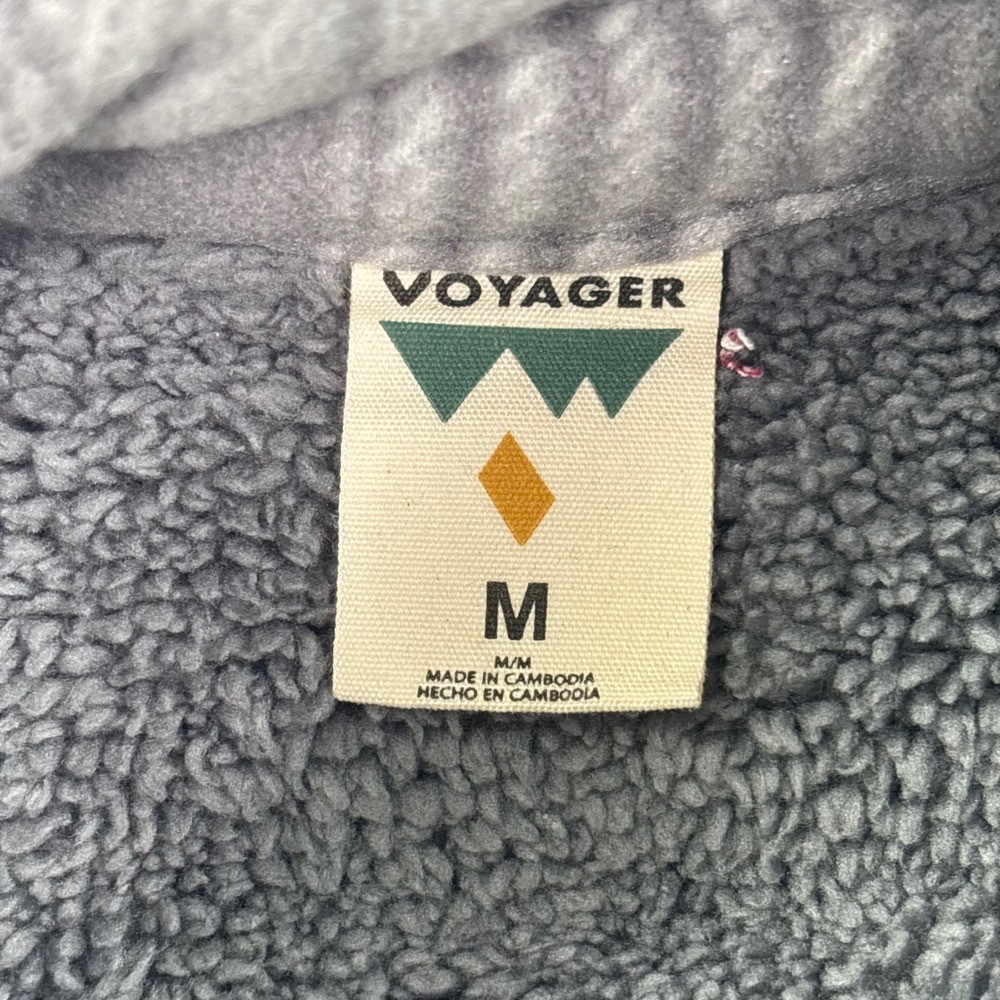 Voyager Fleece Shirt Jacket Medium Gray Striped Sherpa Lined Mens - Picture 4 of 7